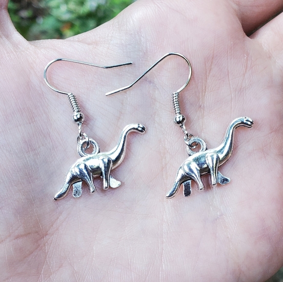 NWOT Silver Brontosaurus Drop Earrings - Picture 3 of 4
